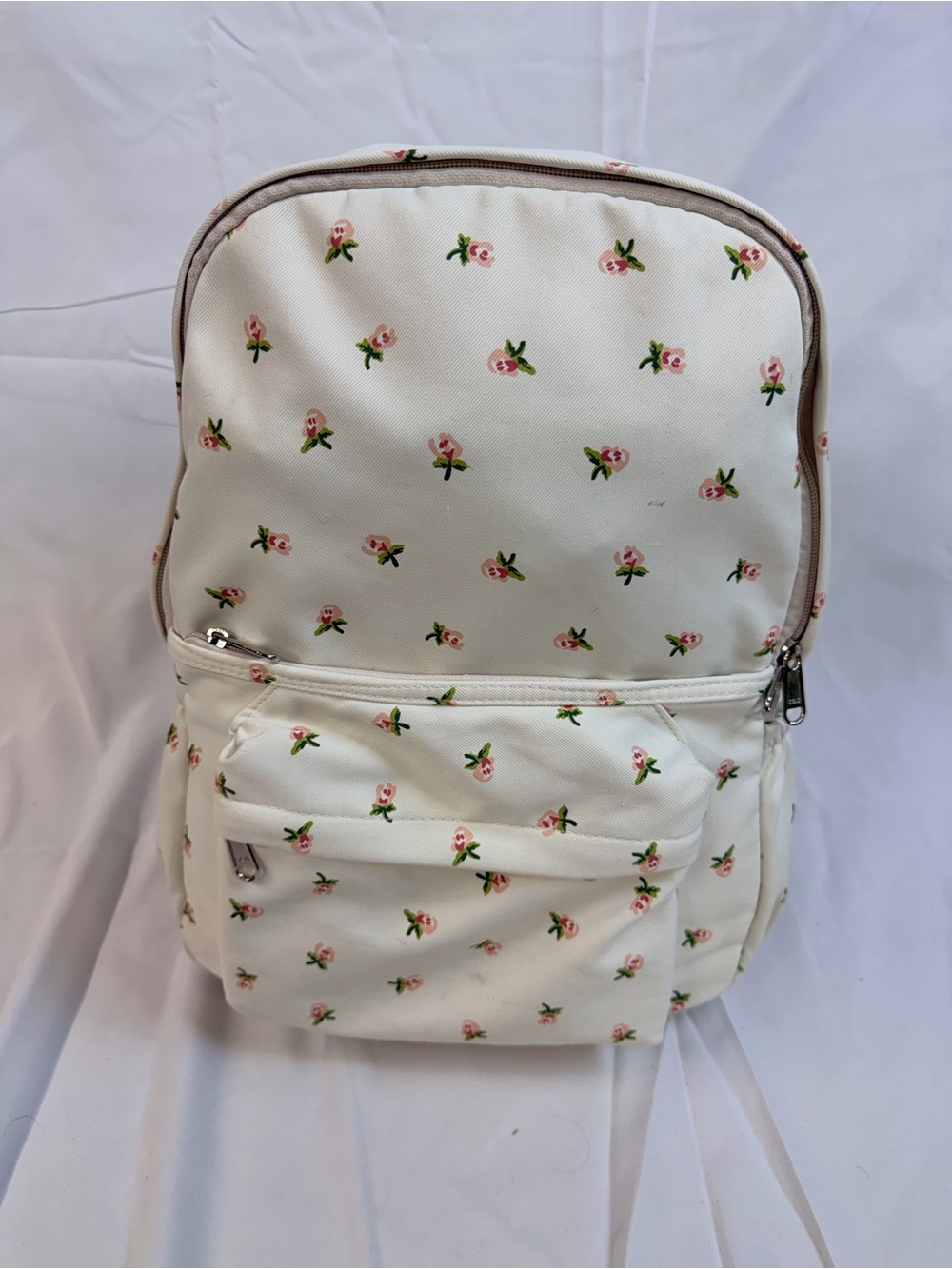 White Floral Mini Backpack - Women's Casual Bag